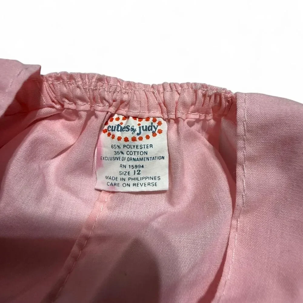 Vintage Cuties by Judy‎ Baby Pink Embroidered Floral Romper Overalls Size 12M